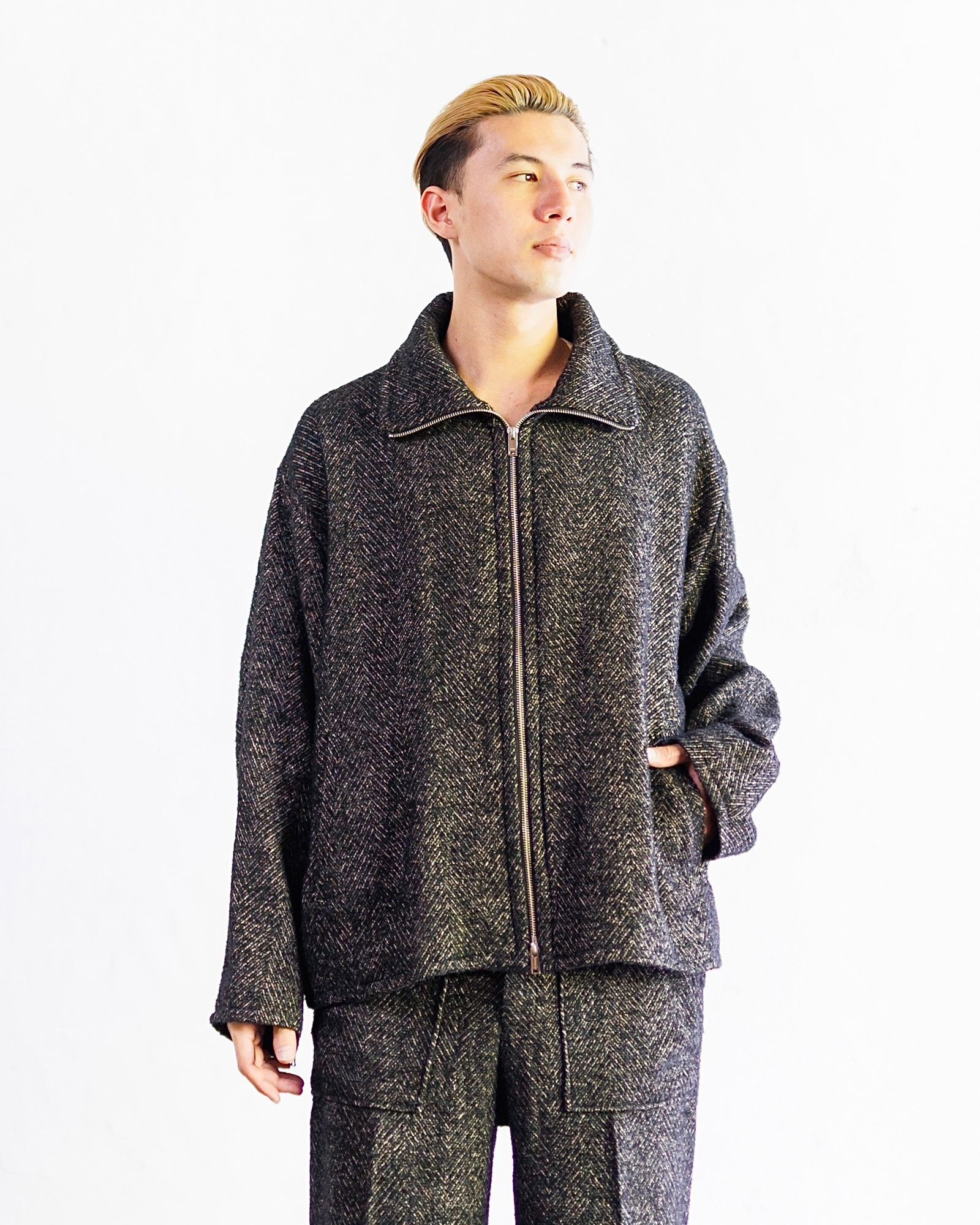 YOKE TWEED STAND COLLAR ZIP BLOUSON セットアップスタイル | 5582 | MARK