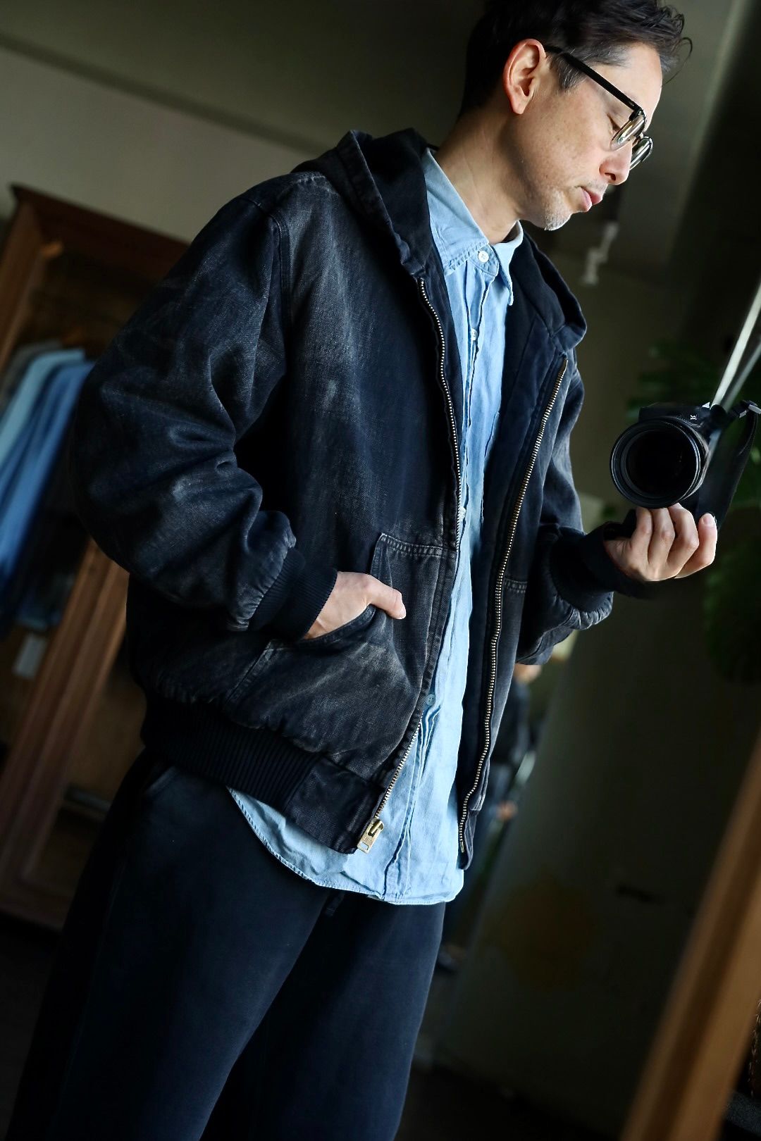 A.PRESSE Silk Linen Hooded Parka