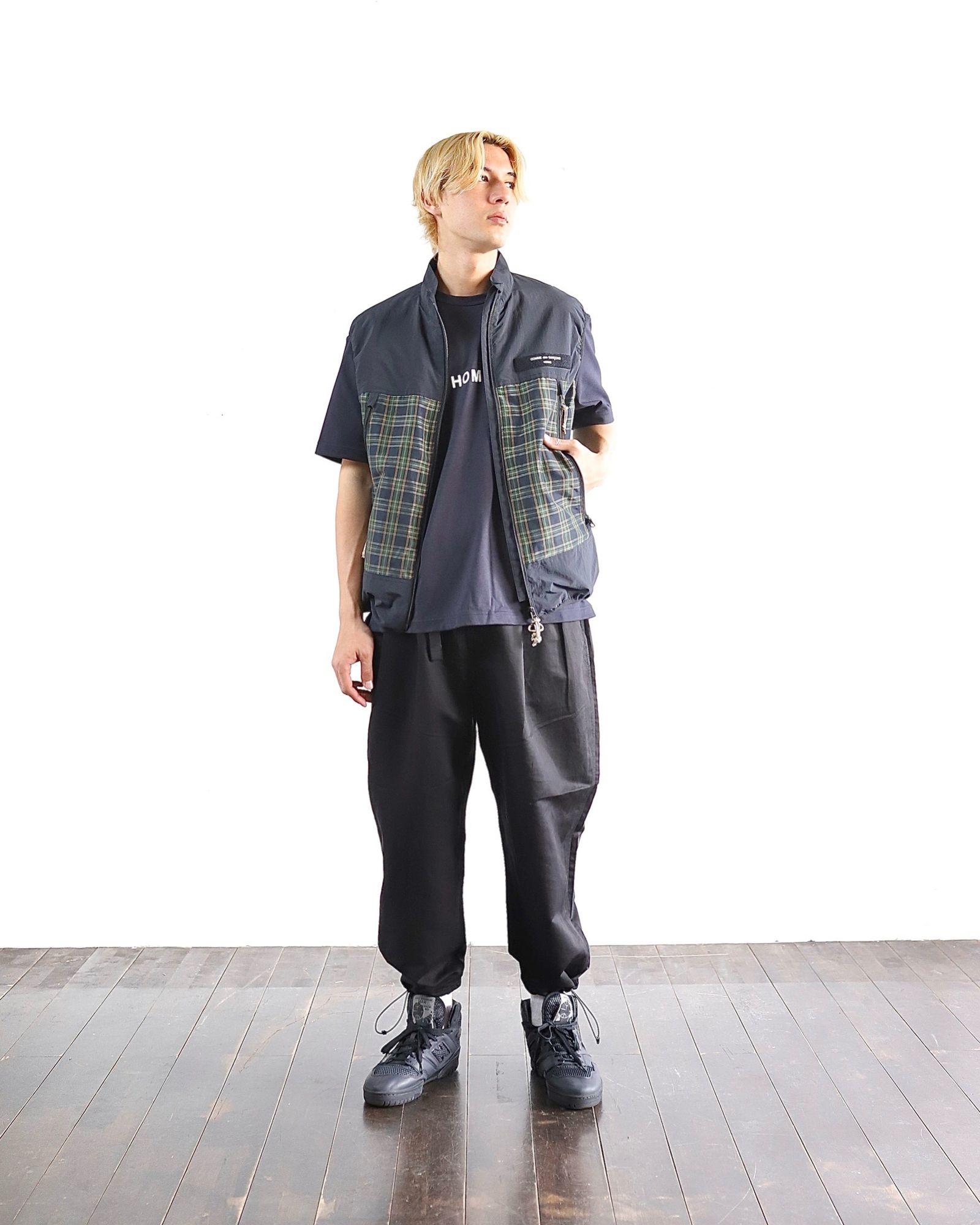 コムデギャルソンオム 24SS チェックジップアップベスト style 2024.4