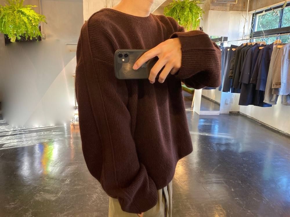 YOKE 7G ALPACA CARDIGAN RIB STITCH KNIT