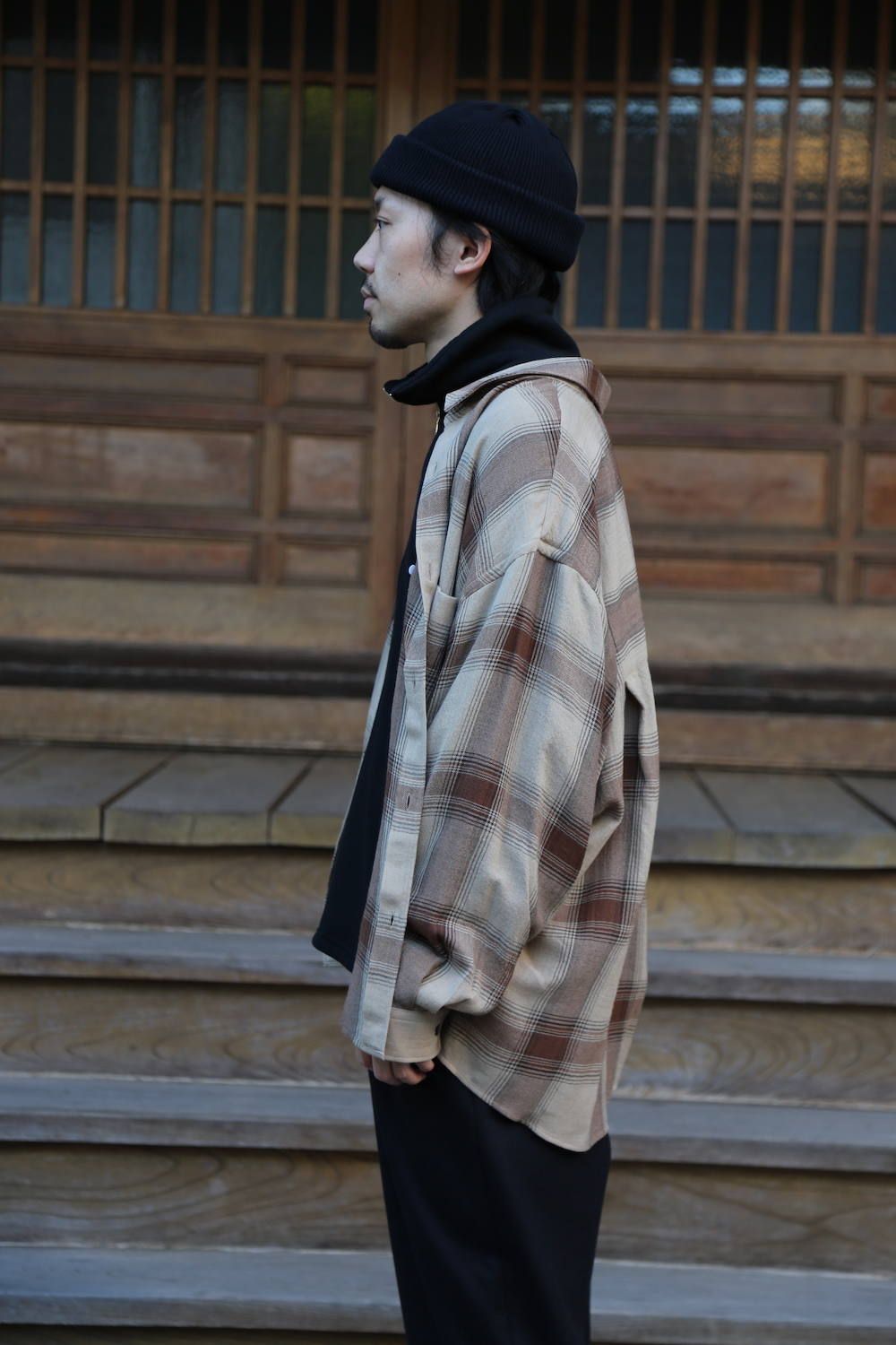 Graphpaper(グラフペーパー)Check Regular Collar Big Sleeve Shirt