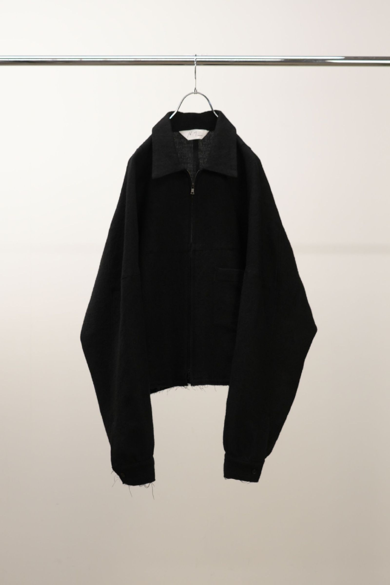 ANCELLM - [ラスト1点] SHRINK WOOL SHORT ZIPUP SHIRT JACKET | BLACK