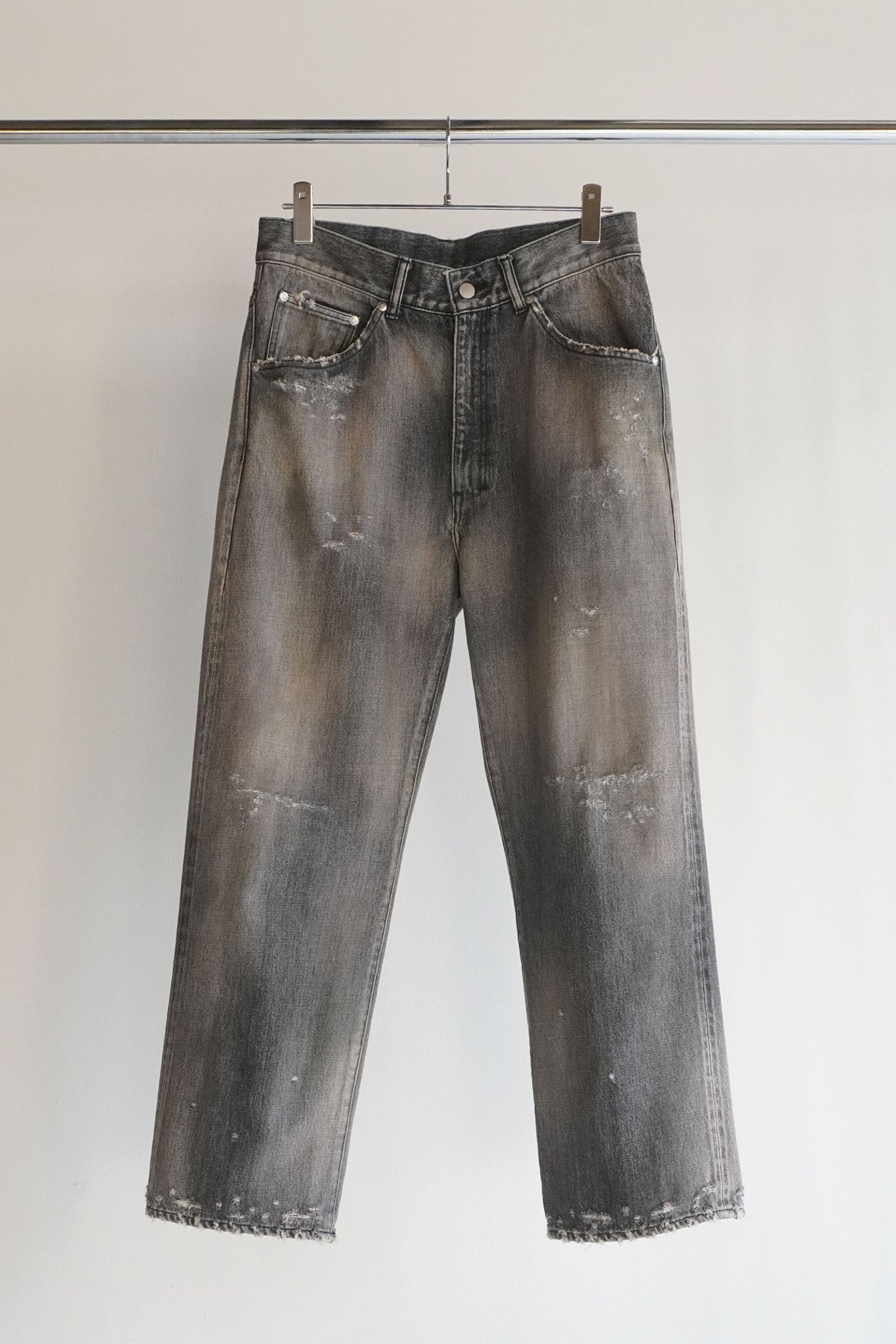 ANCELLM - P/DAMAGE DENIM STRAIGHT 5P PANTS | INDIGO | デニム