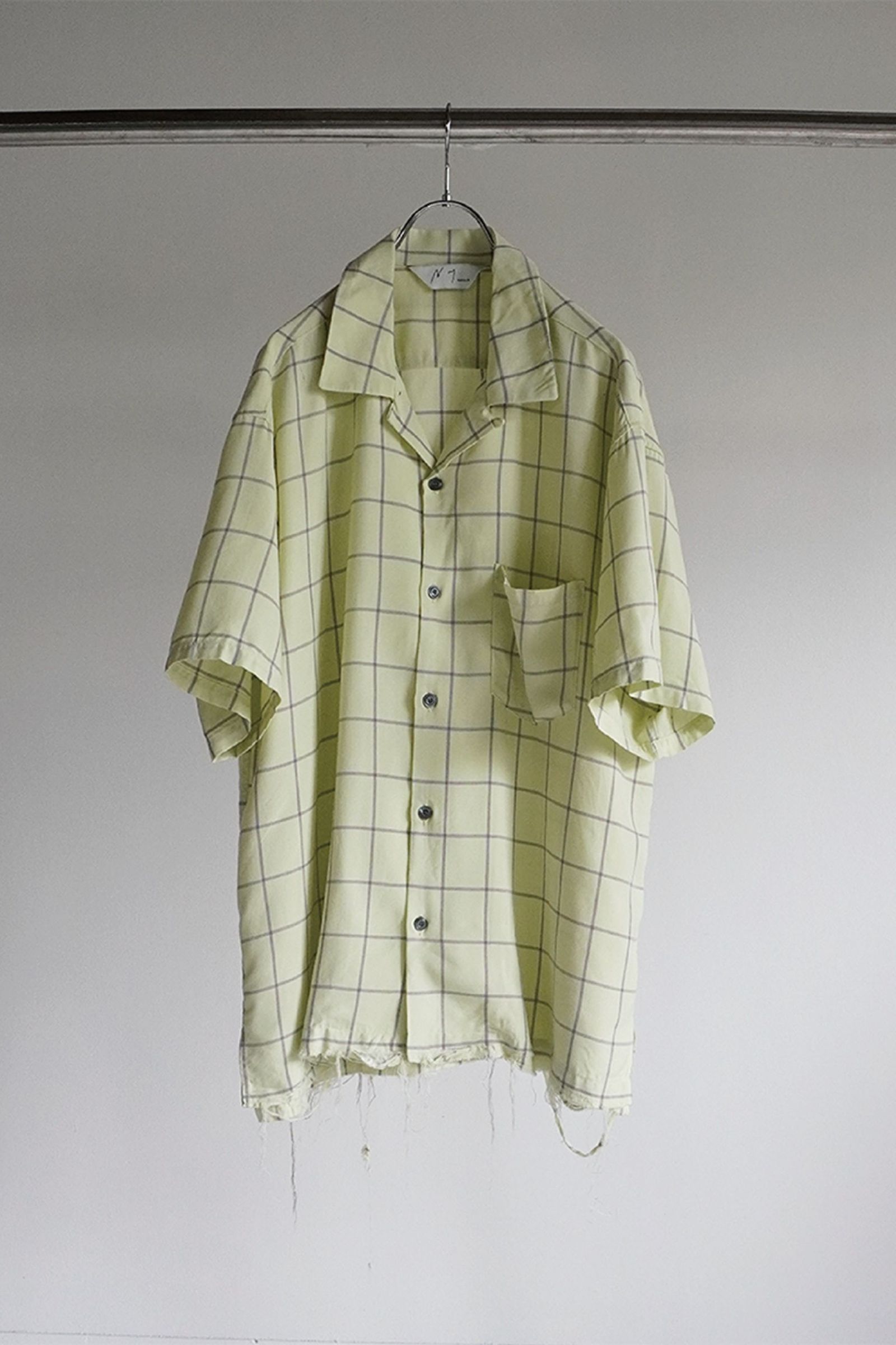 ANCELLM - [ラスト1点] RAYON CHECK OPEN COLLAR SS SHIRT | MINT