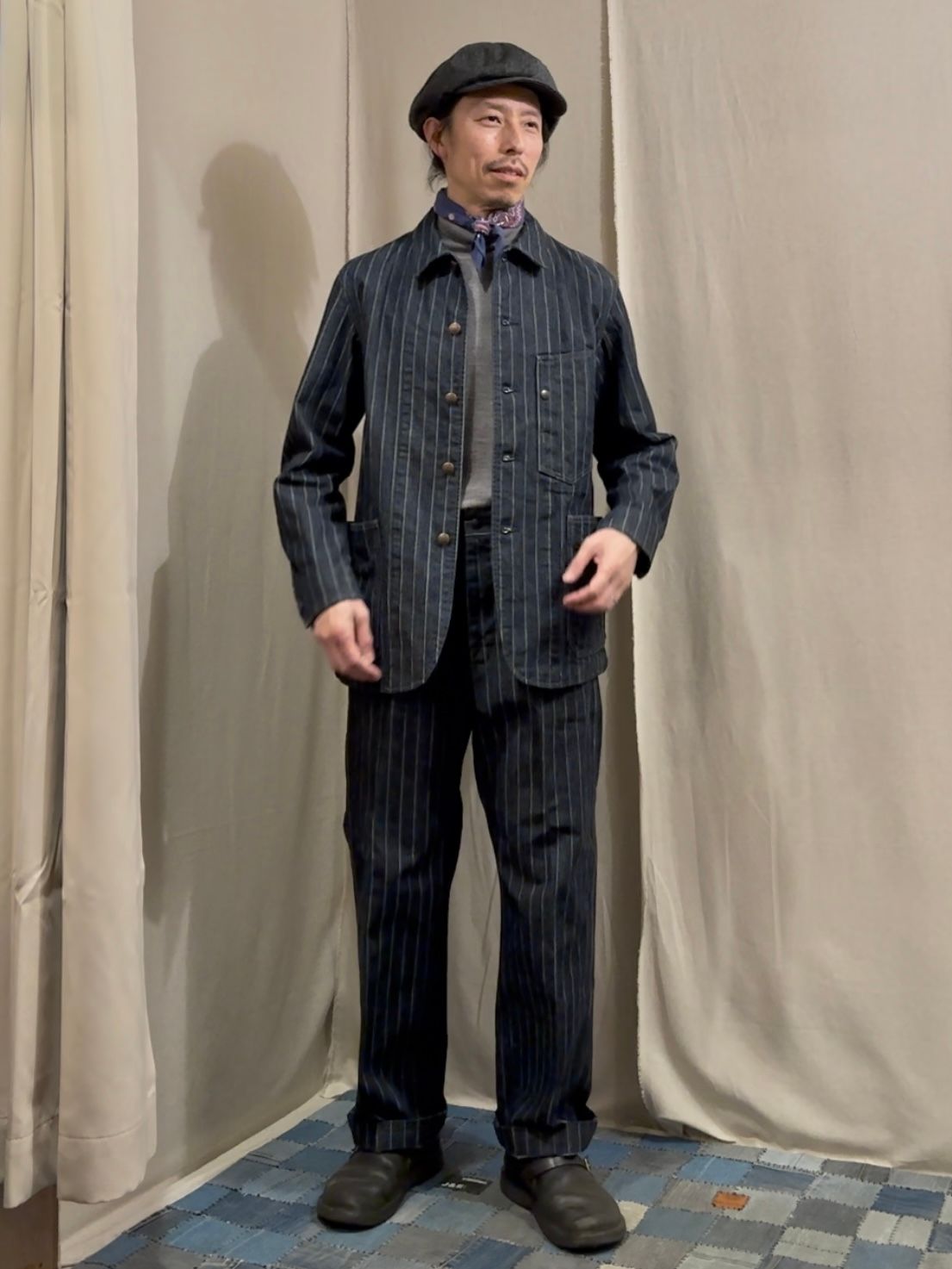 BLUE BLUE - ドビーストライプデニムカバーオールジャケット | NARO