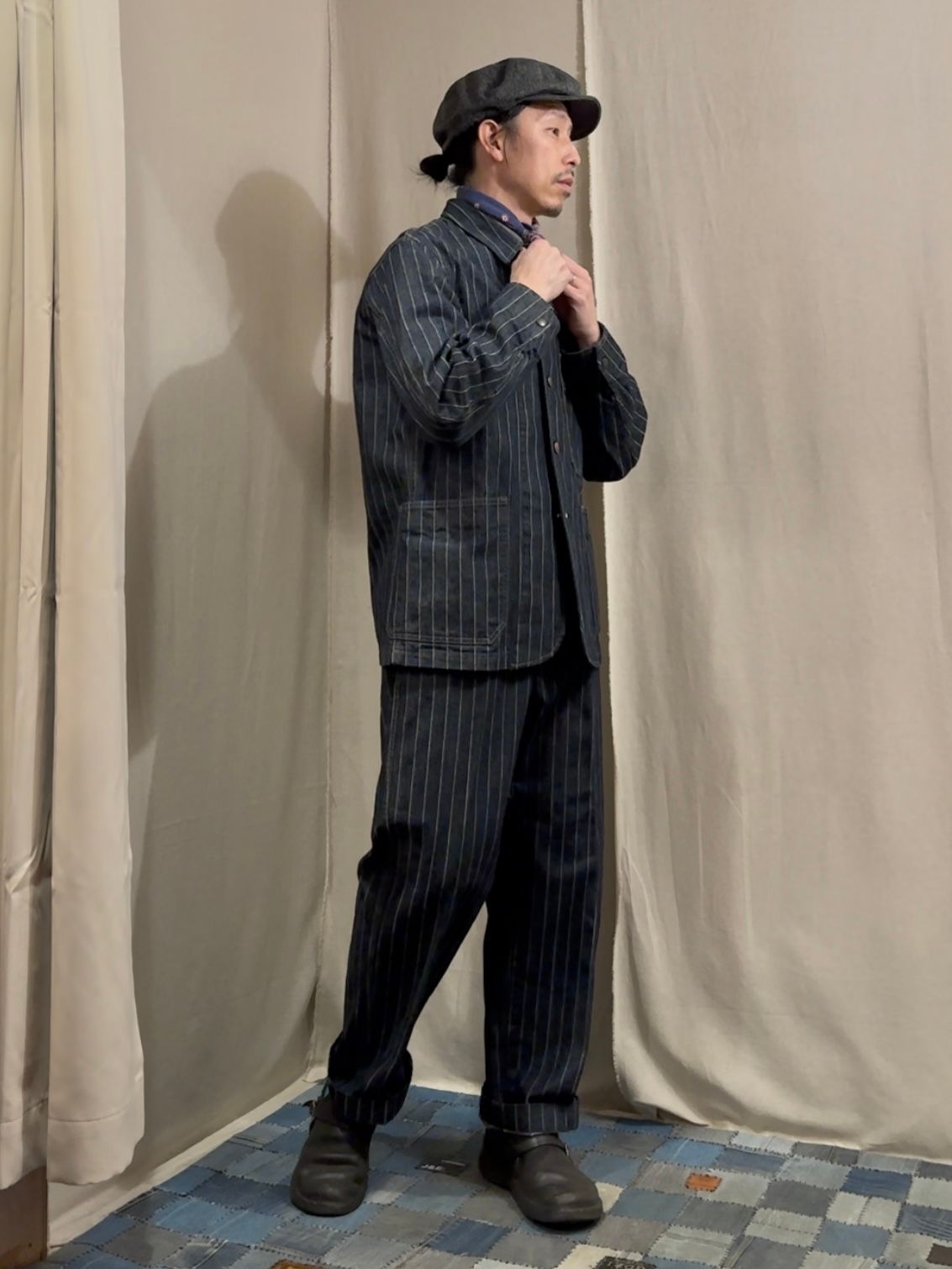 BLUE BLUE - ドビーストライプデニムカバーオールジャケット | NARO