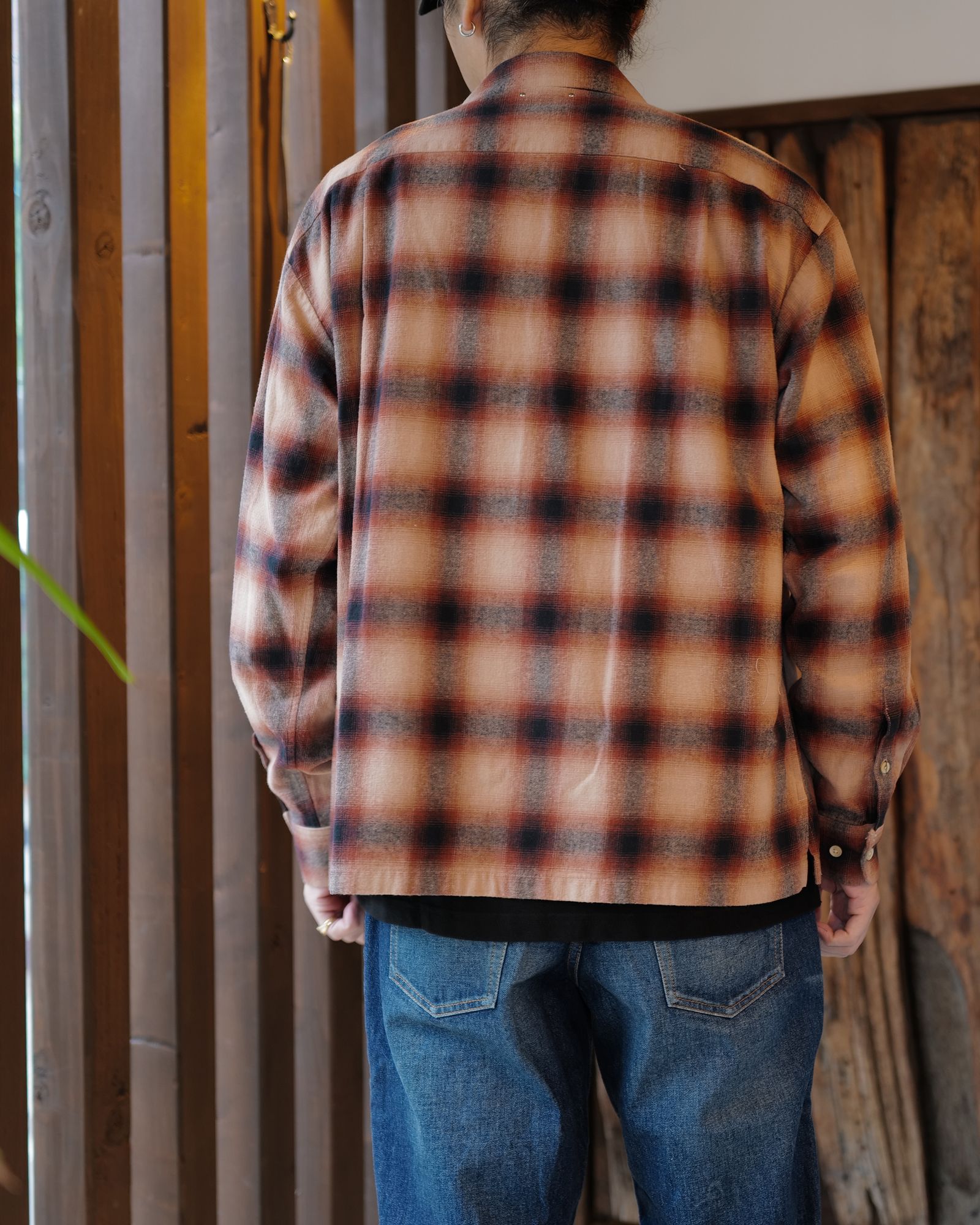 MINEDENIM - 【Last1 Size3】 C.Flannel Ombre Open Collar SH RPT | River
