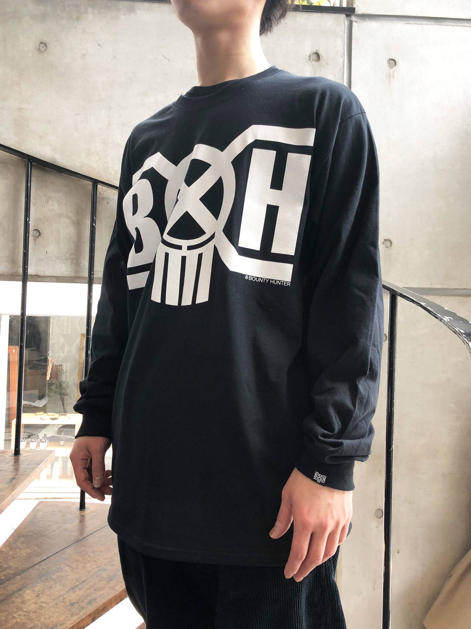 BOUNTY HUNTER - B×H LOGO L/S-TSHIRTS(BLACK) / B×H ロゴ ロング