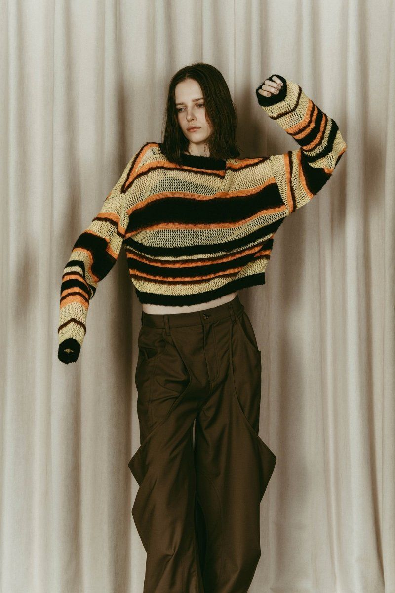 Knuth Marf - double-faced border knit (Yellow) / ダブルフェイス