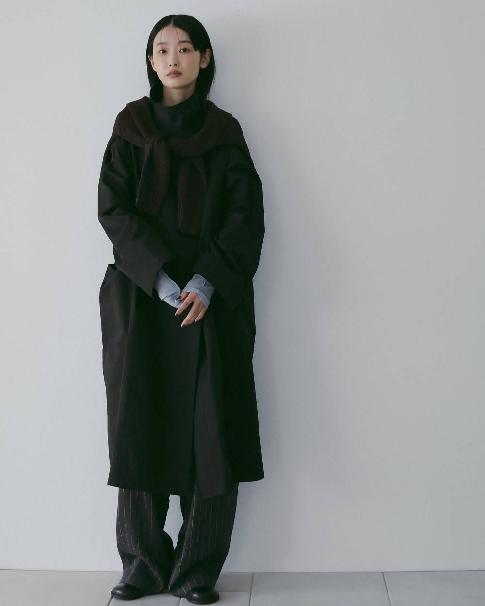 ànuke - Standcollar Long Coat (Black) / スタンドカラー ロング