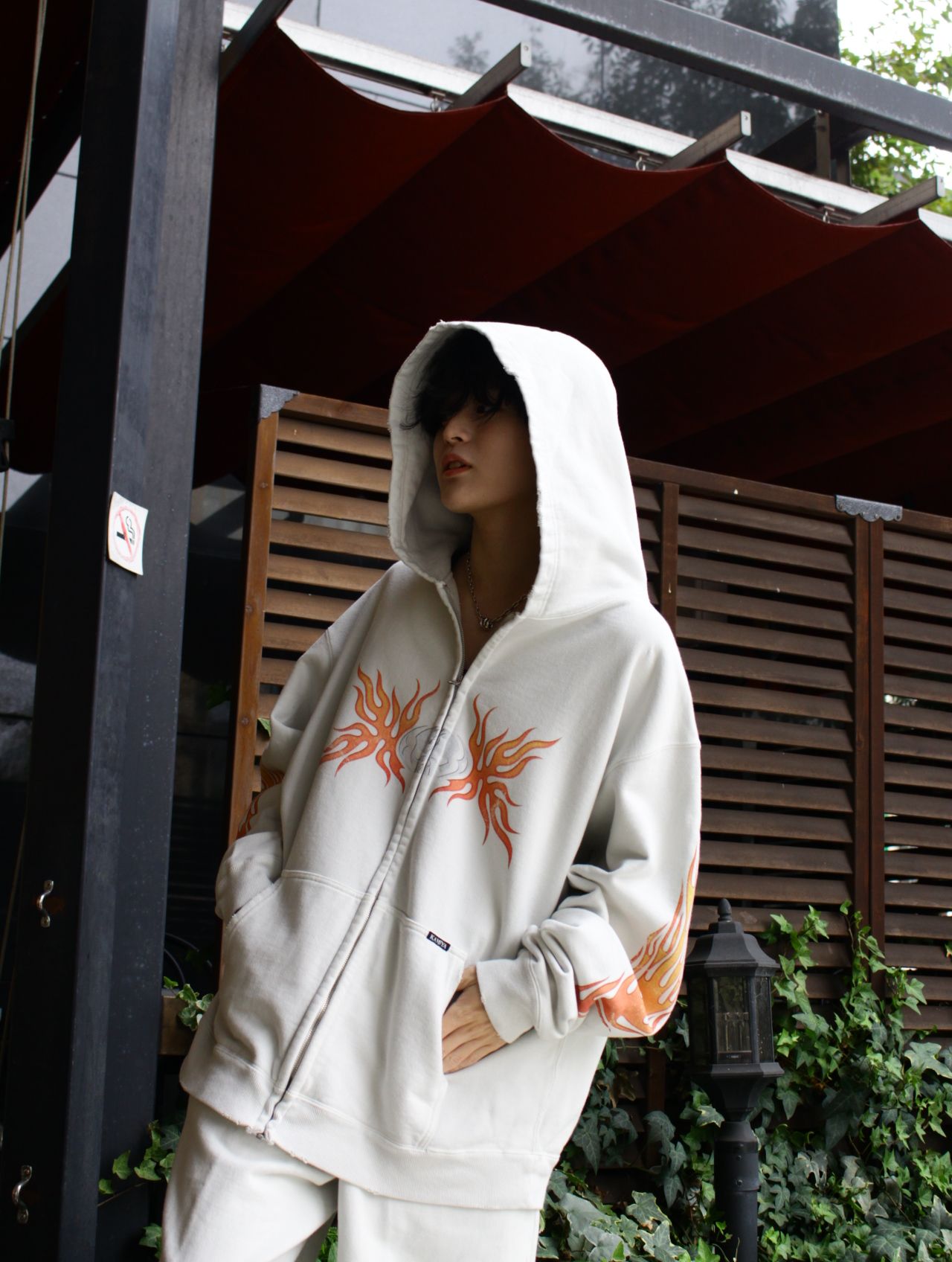 KAMIYA - 【25AW】スカル フレイム ディストレスド ジップ パーカー