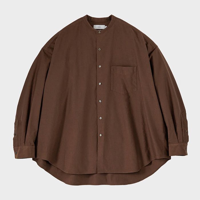 Graphpaper - Oxford L/S Oversized Band Collar Shirt / BROWN