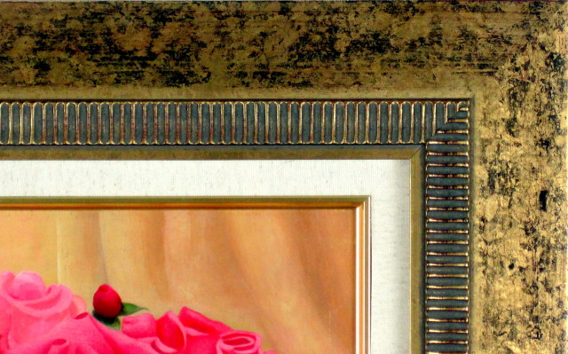 送料無料】志村好子「薔薇」（赤・ピンク）油彩・F6