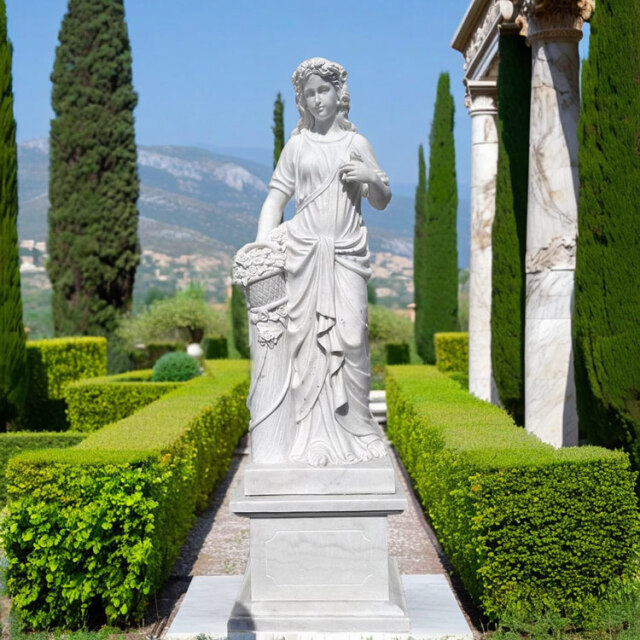 天然大理石彫刻 季節の乙女（春）｜女性像・ヴィーナス像｜ガーデン