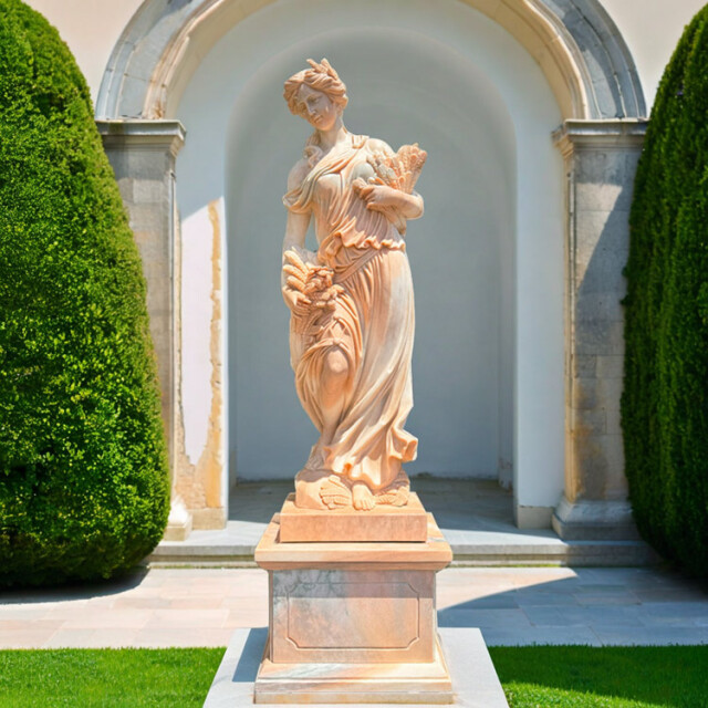 天然大理石彫刻 収穫のヴィーナス（秋） ピンク｜希少ピンク大理石