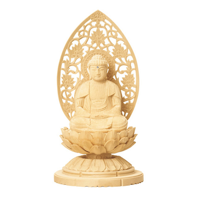 総白木 C型低丸台 座釈迦 唐草光背