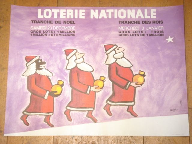 サヴィニャックビンテージポスター LOTERIE NATIONALE サンタクロース