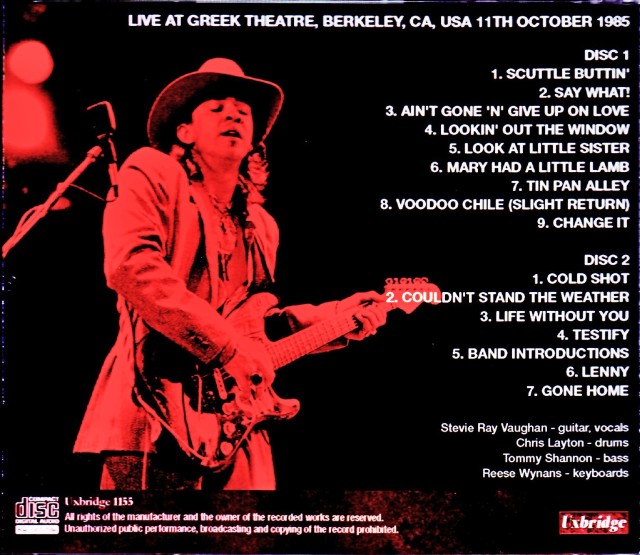 Stevie Ray Vaughan スティーヴィー・レイ・ヴォーン/CA,USA 1985