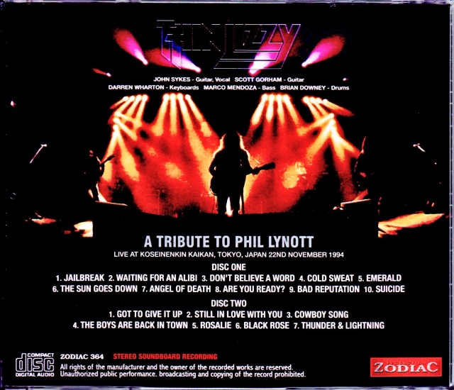 Thin Lizzy シン・リジィ/Tokyo,Japan 11.22.1994 Upgrade