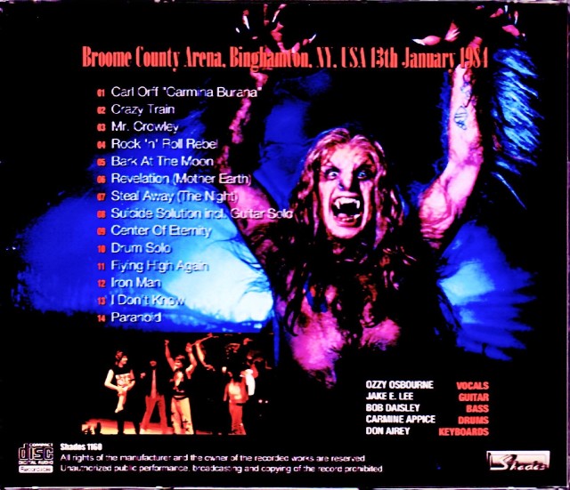 Ozzy Osbourne オジー・オズボーン/NY,USA 1984