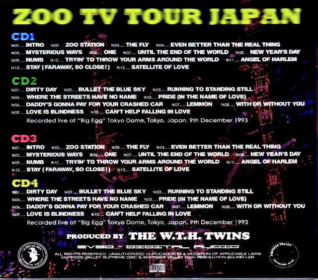 U2 ユーツー/永遠の飛翔 Tokyo,Japan 1993 2Days Complete