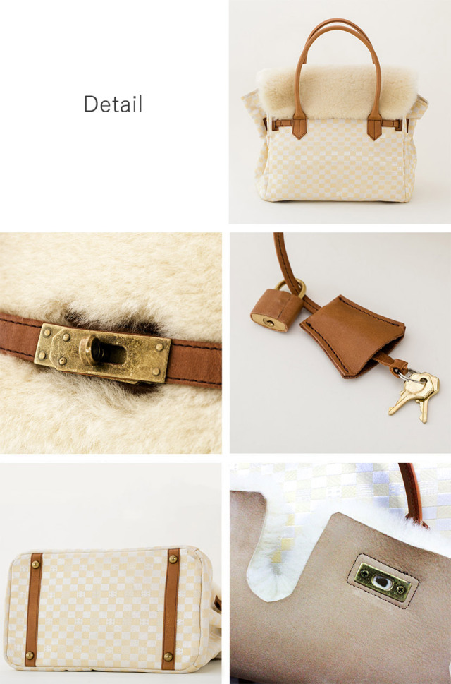 ラ・ジョア(La joie) ムートン×金襴バッグ Lサイズ 日本製