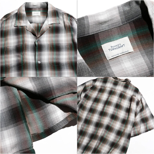 TOWN CRAFT / 60S OMBRE CHECK LOOP COLLAR SS SHIRTS