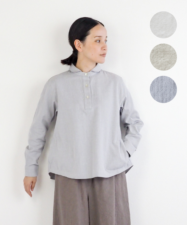 nofl】今治ヘリンボーンシャツブラウス 644209580 | ナチュラル服通販
