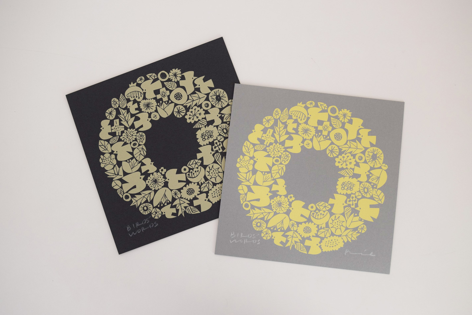 バーズワーズ シルクスクリーンBIRDS＆FLOWERS-ならの実