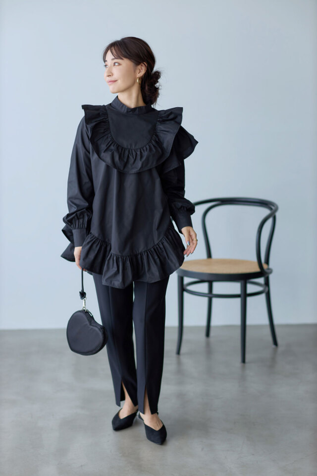 アシンメトリーフリルチュニック