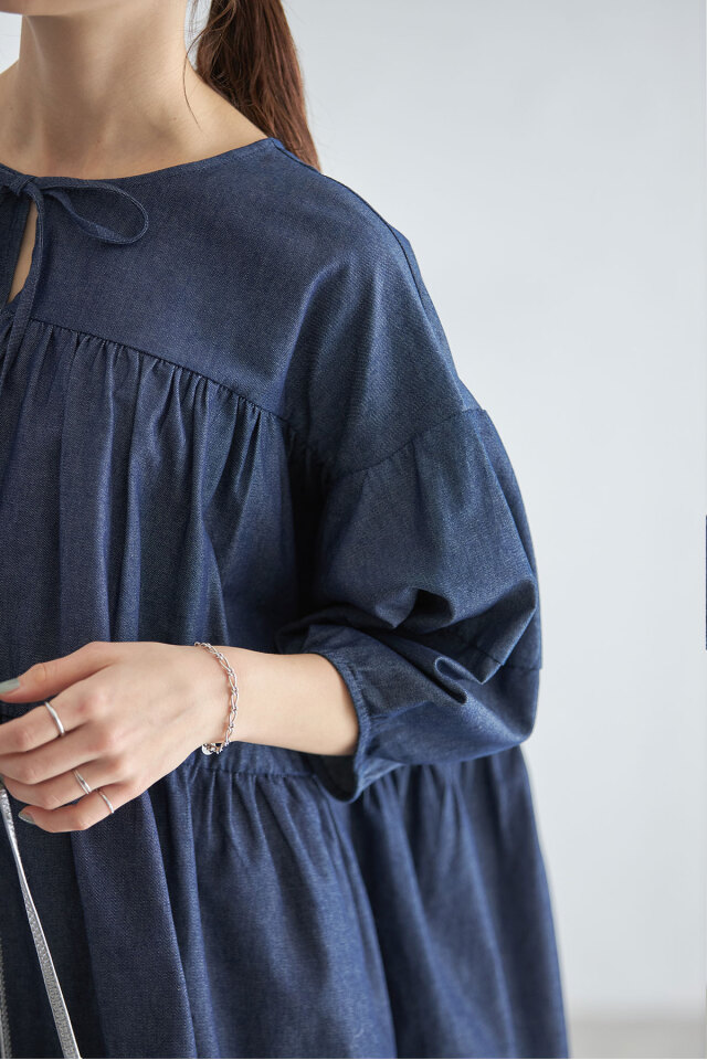 前後2wayティアードデニムブラウス