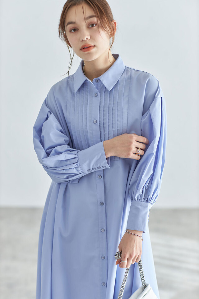 ピンタックシャツワンピース