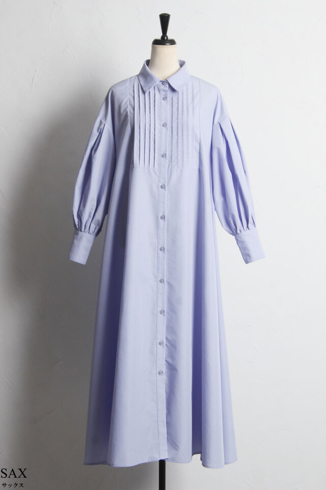 ピンタックシャツワンピース