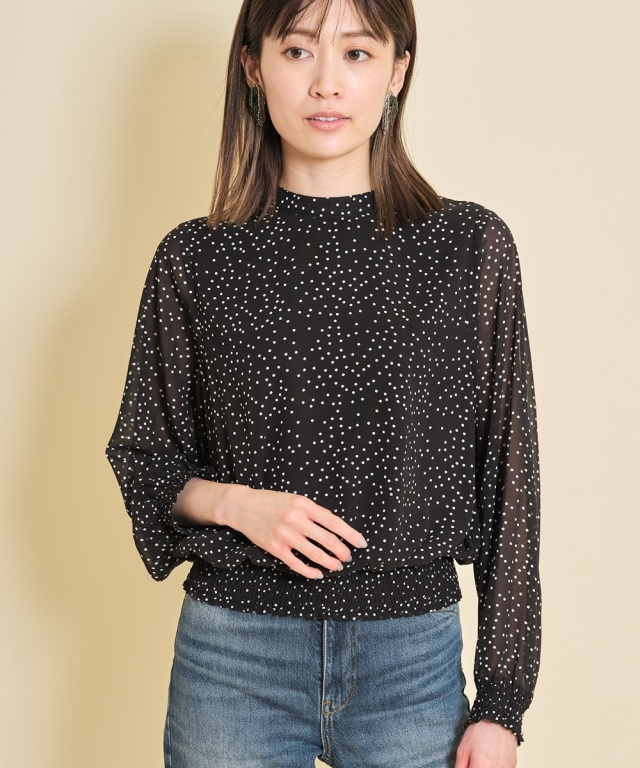 ドットシフォンシャーリングブラウス