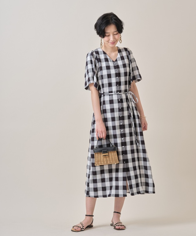 美香さん着用】ブロックチェックワンピース