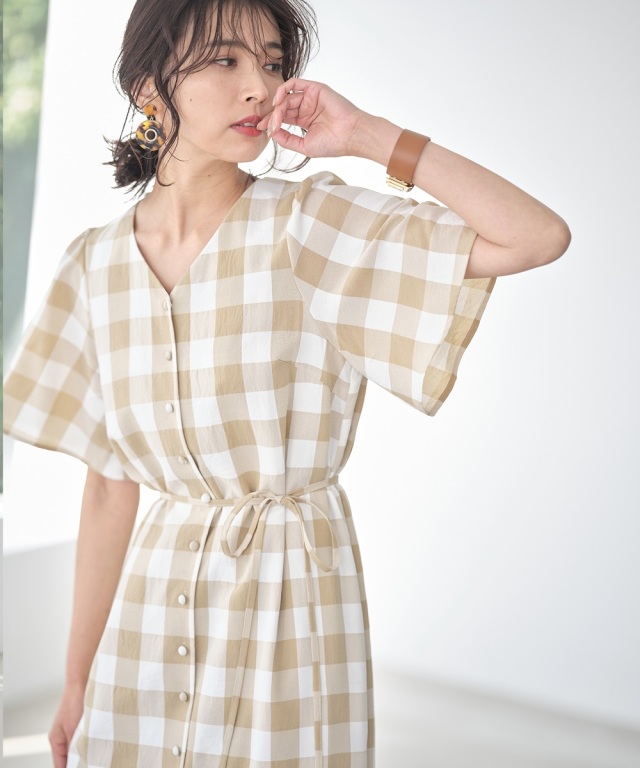 美香さん着用】ブロックチェックワンピース