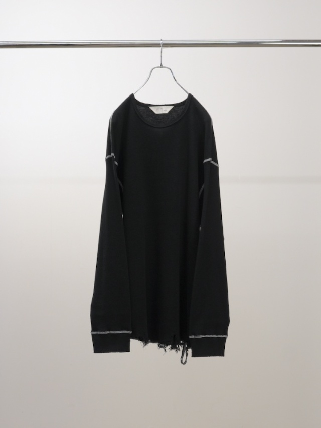 ANCELLM DAMAGE WAFFLE CREW LS T-SHIRT BLACK 2025AW 通販ページ