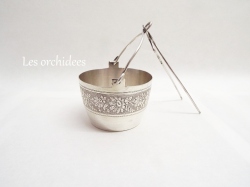 フランス アンティーク シルバー純銀 花模様 ティーストレーナー