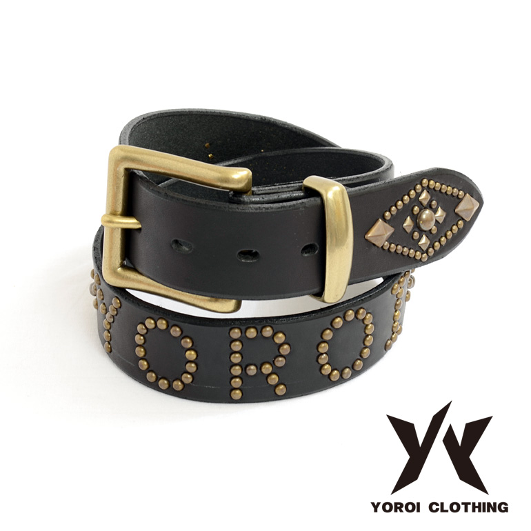 YOROI スタッズ ベルト メンズ 本革 牛革 レザー 鎧 461-929b アメカジ ○