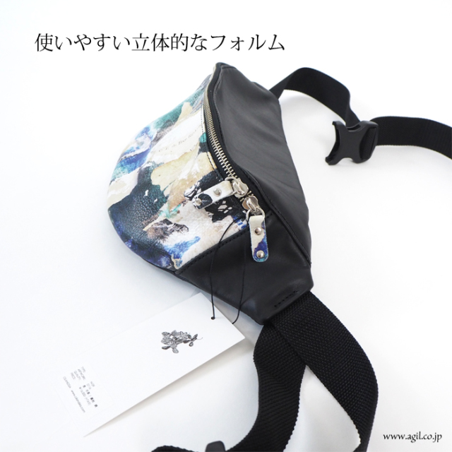 CILANDSIA(チランドシア) ウエストポーチ ボディバッグ 本革プリント