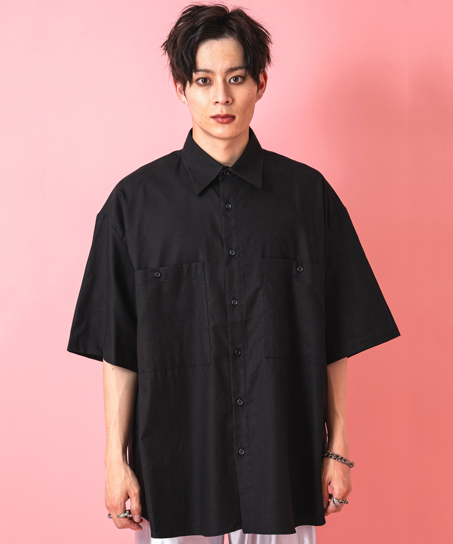 ビッグポケットオーバーサイズ半袖ガーゼシャツ / メンズ レディース