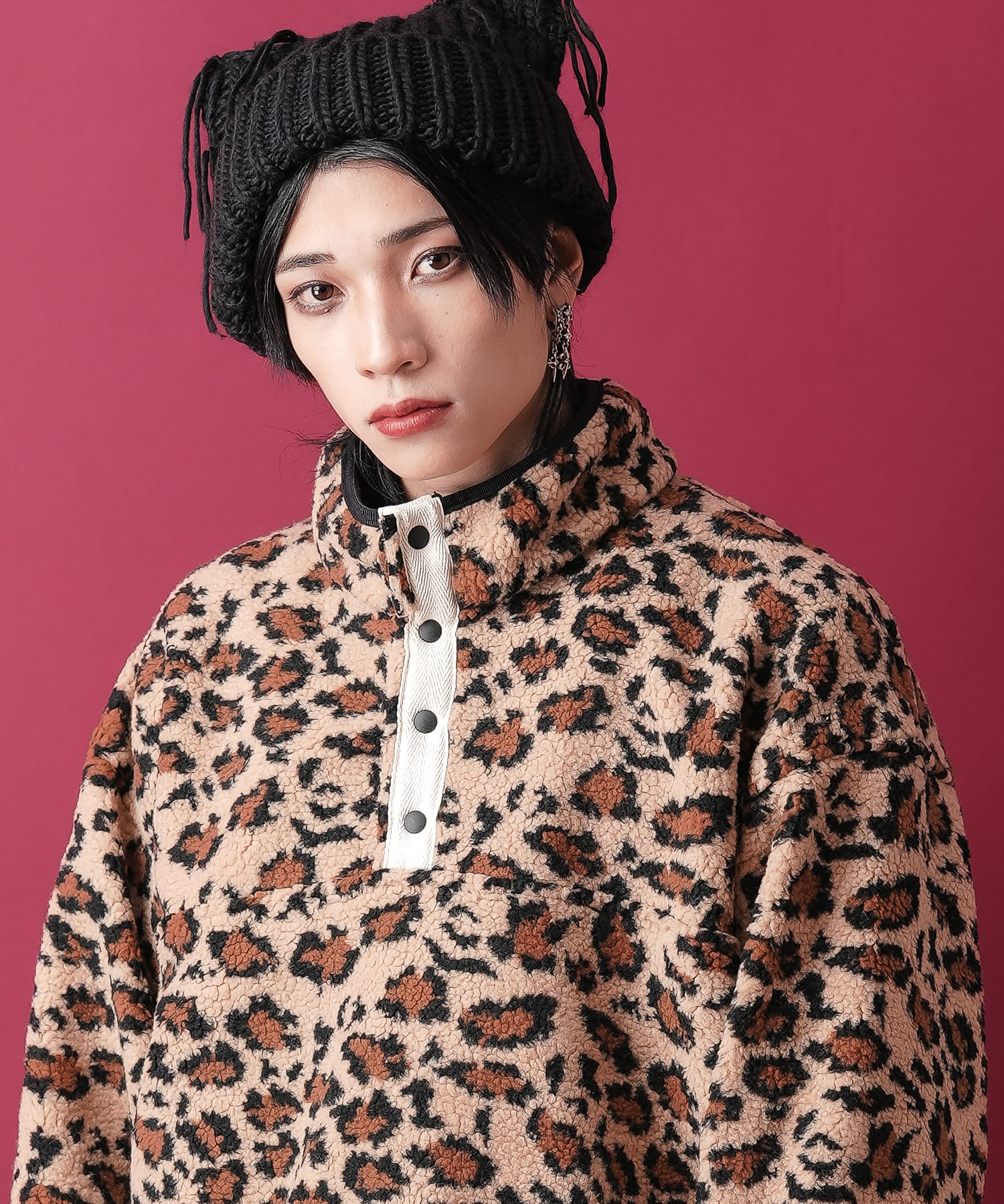 レオパードフリースボアスタンドプルオーバー / メンズ レディース