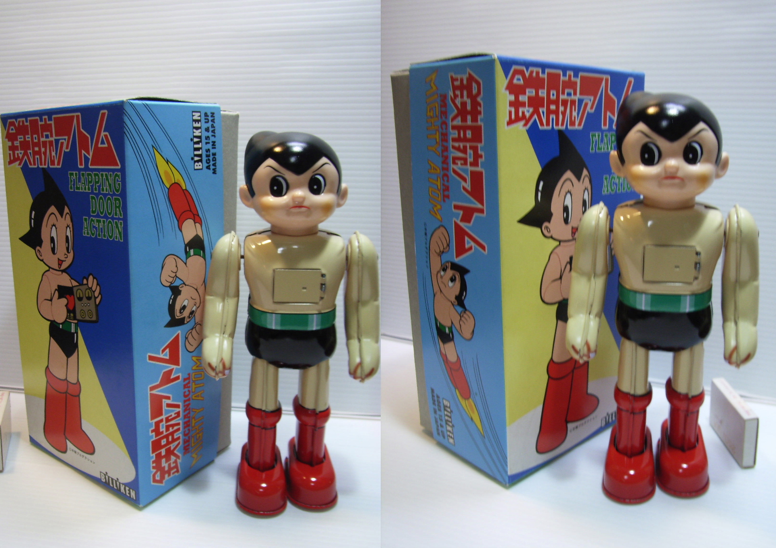 ビリケン 鉄腕アトム ブリキ ロボット 22.4cm 顔ソフビ 箱付 動作確認