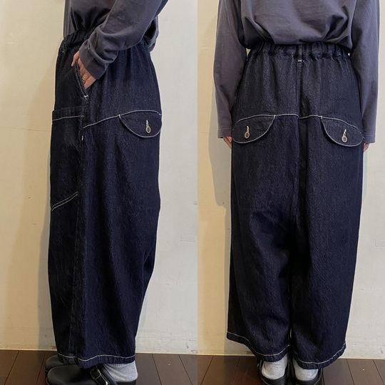 スラブヤーンデニム 8分丈パンツ【通年】tumugu: 【ツムグ】（3色）（F