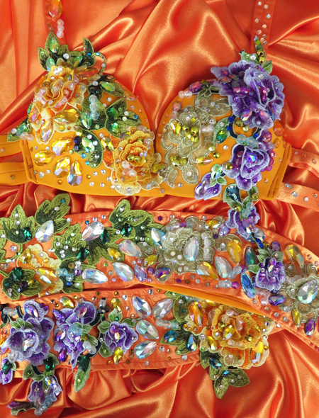 ベリーダンス衣装】鮮やかなオレンジ☆フレッシュでイキイキとした