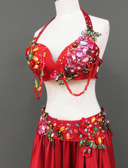 ベリーダンス衣装】しっとりとしたレッドで艶やかに舞い踊る♡