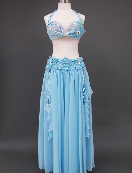 ベリーダンス衣装】大人気！ミントグリーンの衣装！フリルが可愛らしく