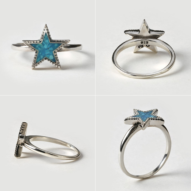 クラッシュ ターコイズ ネイティブ スター リング シルバー