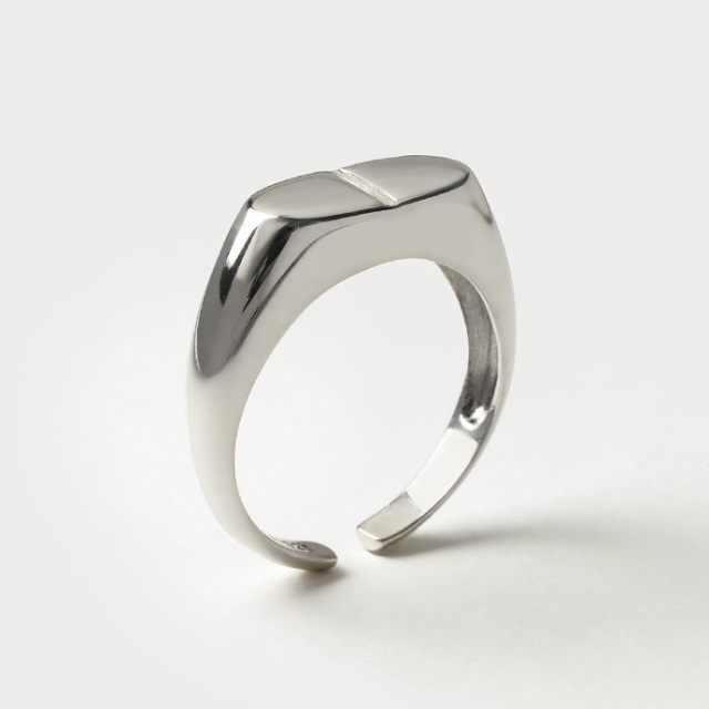 スリム アンカーチェーン シグネット リング 印台リング シルバー