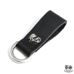 クロムハーツDキーリングクロスボタンブラックレザー|クロムハーツ通販